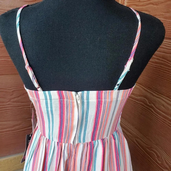 NWT TEEZE ME Pink Striped Spaghetti Strap Sweetheart Neckline Midi Dress Juniors - Picture 11 of 11